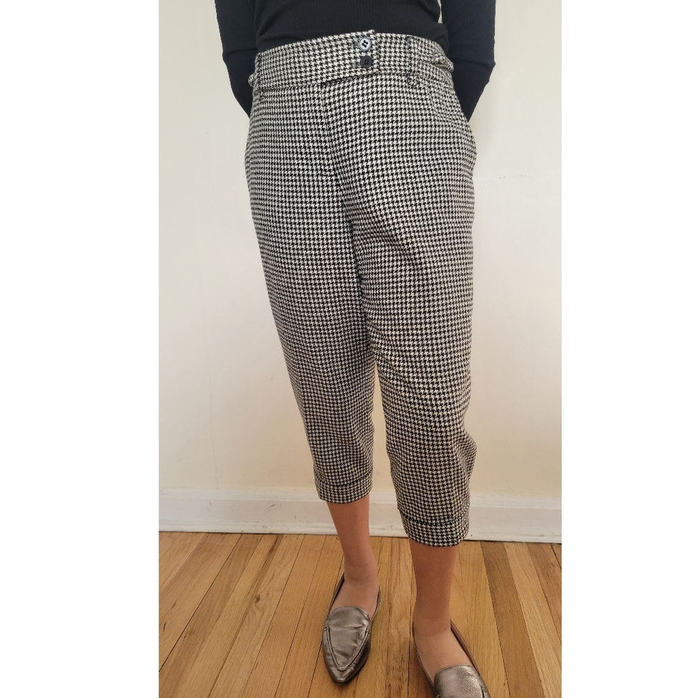 Houndstooth  Wool Capri Pants